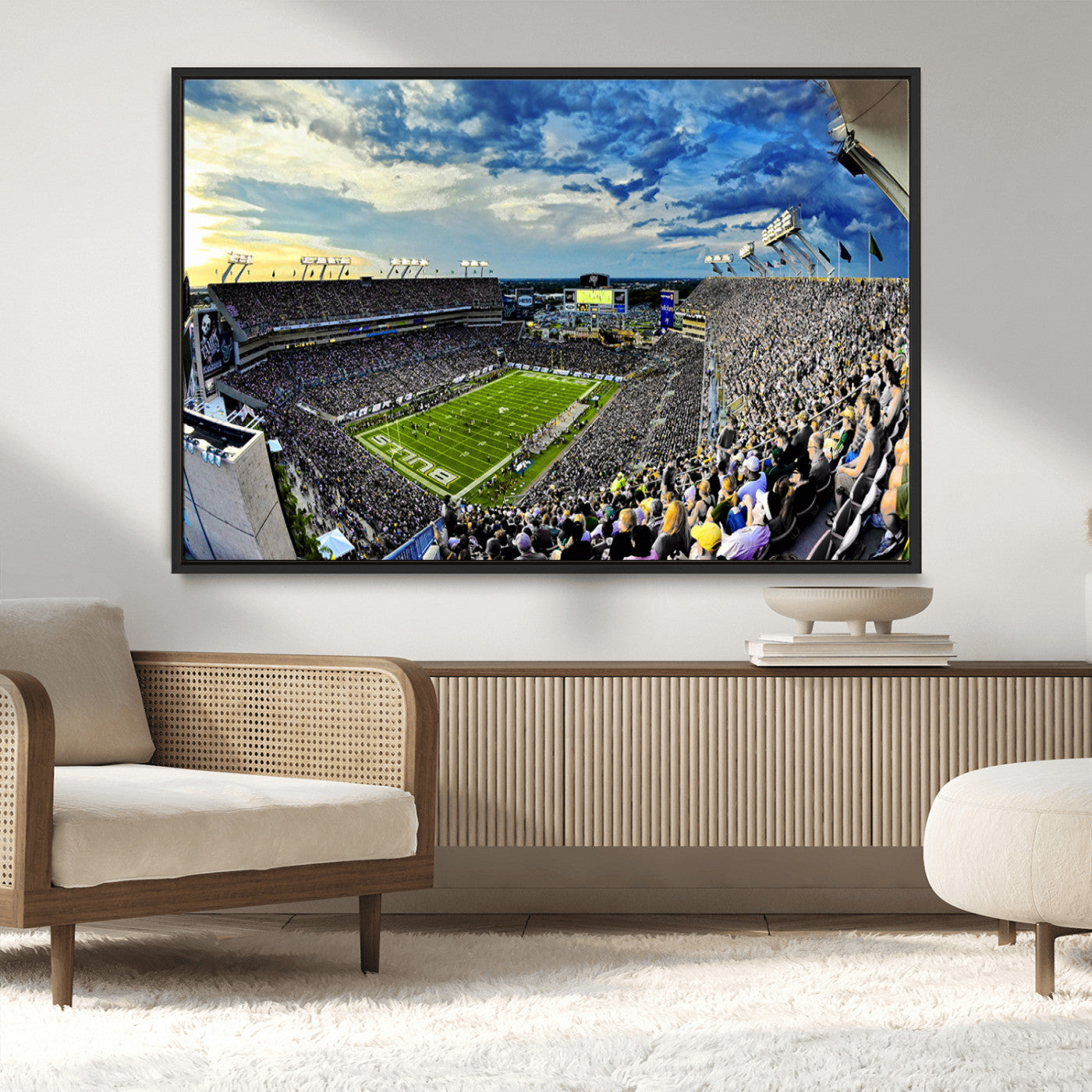 MGV-FC-36X24 - Framed USF Bulls Football Team Print - Tampa Raymond James Stadium Wall Art Canvas Print