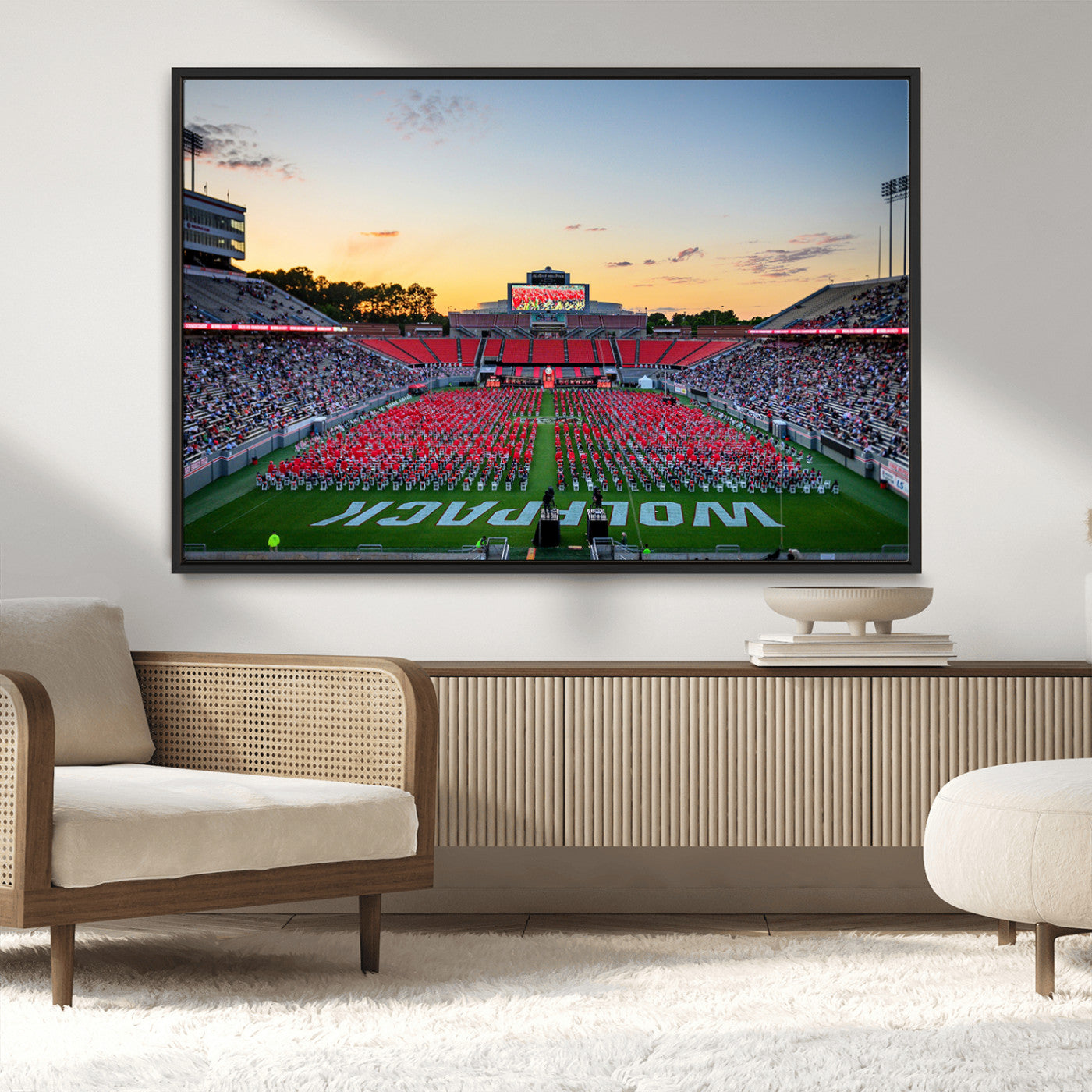 MGV-FC-36X24 - NC State Wolfpack Football Team Print Wall Art - Raleigh Carter-Finley Stadium Wall Art Canvas Print