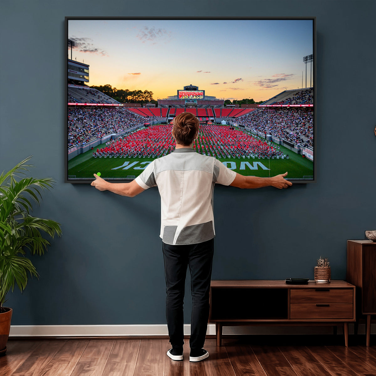 35266-MGV-CV-36X24 - NC State Wolfpack Football Team Print Wall Art - Raleigh Carter-Finley Stadium Wall Art Canvas Print