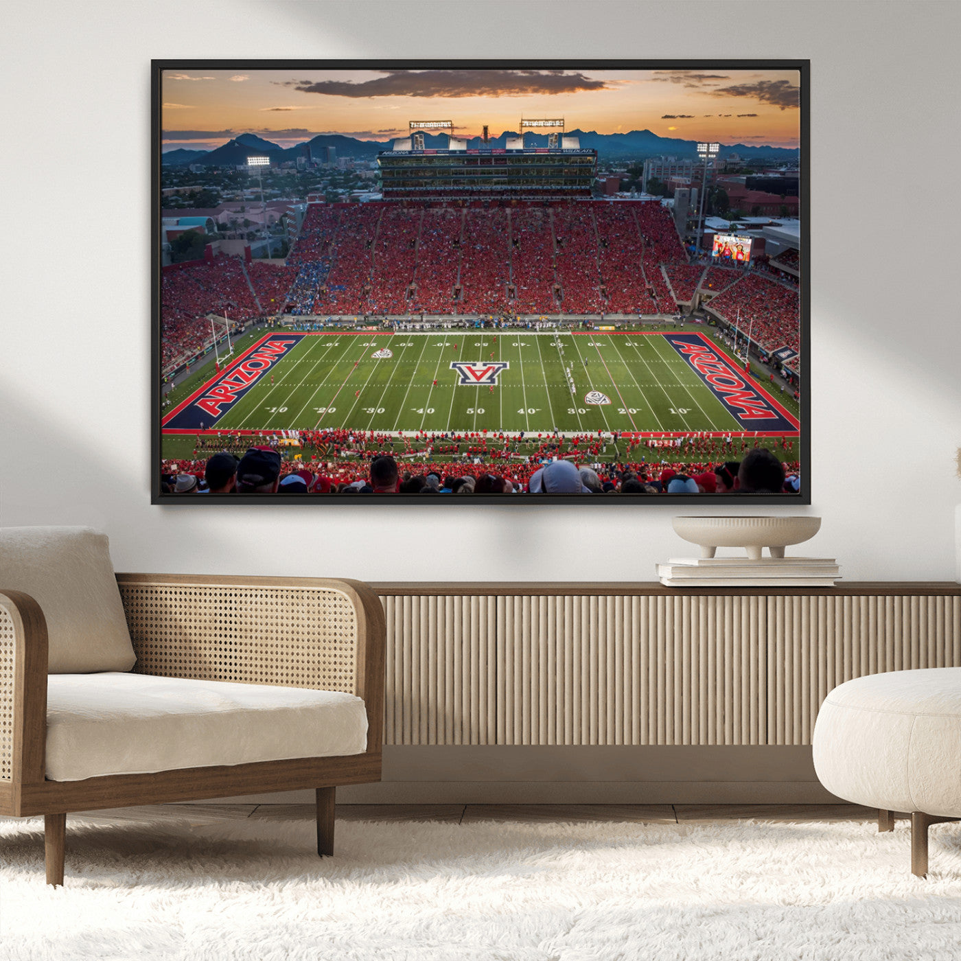 MGV-FC-36X24 - Framed Arizona Wildcats Football Team Print - Tucson Arizona Stadium Wall Art Canvas Print