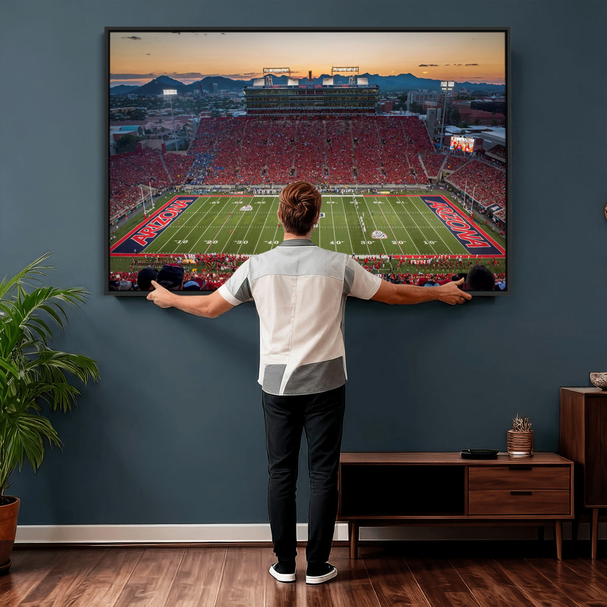 45563-MGV-CV-36X24 - Arizona Wildcats Football Team Print - Tucson Arizona Stadium Wall Art Canvas Print