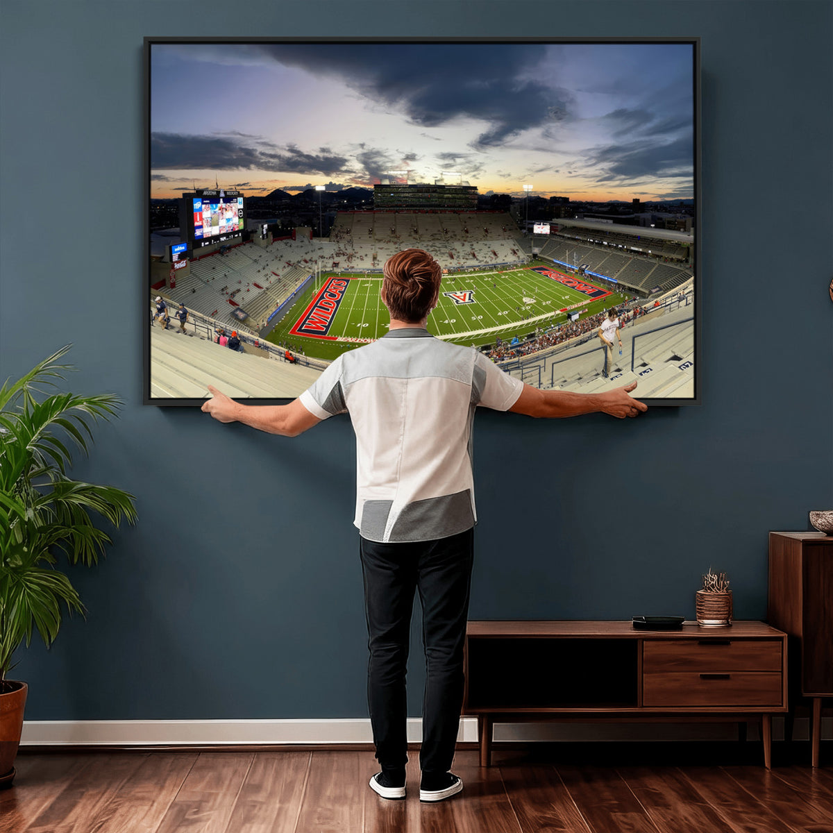 24339-MGV-CV-36X24 - Arizona Wildcats Football Team Print - Tucson Arizona Stadium Wall Art Canvas Print