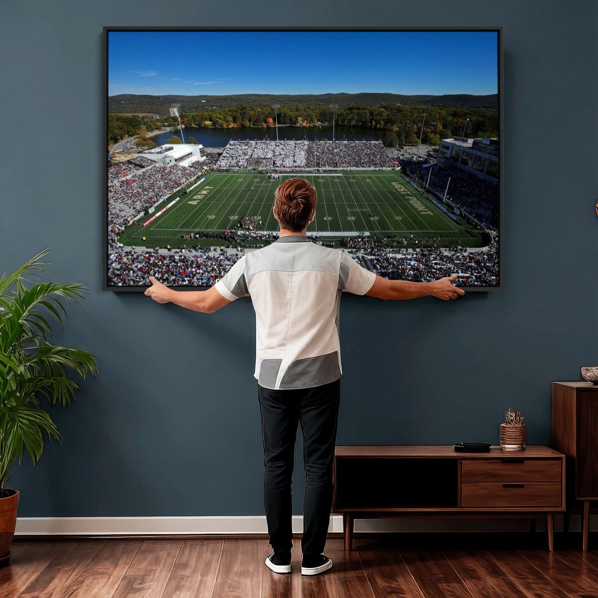 52056-MGV-CV-36X24 - Army Black Knights Football Team Print - West Point Michie Stadium Wall Art Canvas Print