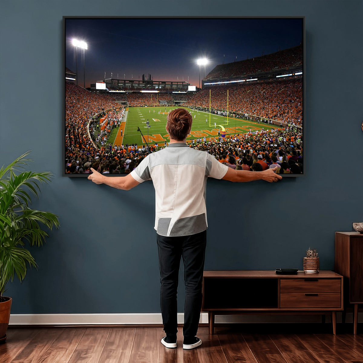 32340-MGV-CV-36X24 - Clemson University Tigers Art Print, Football Team Print