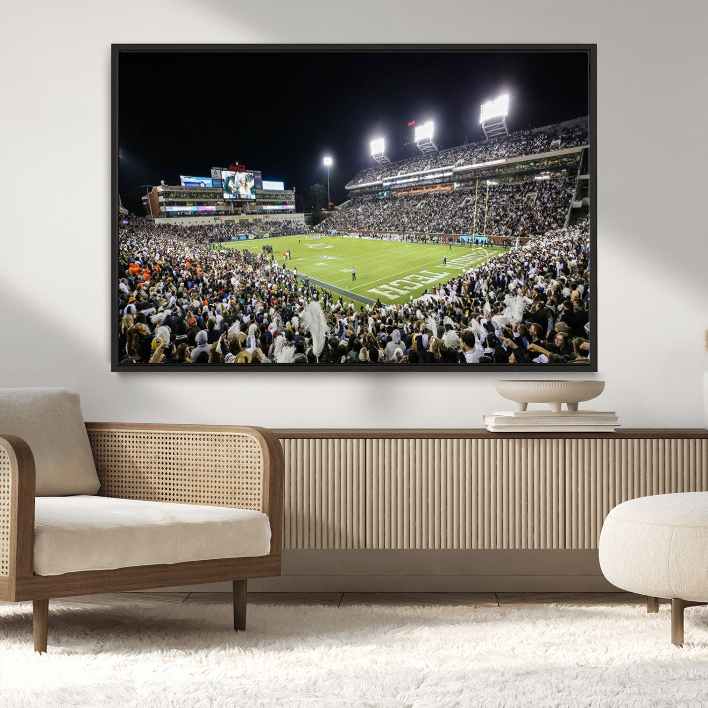 MGV-FC-36X24 - Georgia Tech Yellow Jackets Football Team Print - Atlanta Bobby Dodd Stadium Wall Art Canvas Print