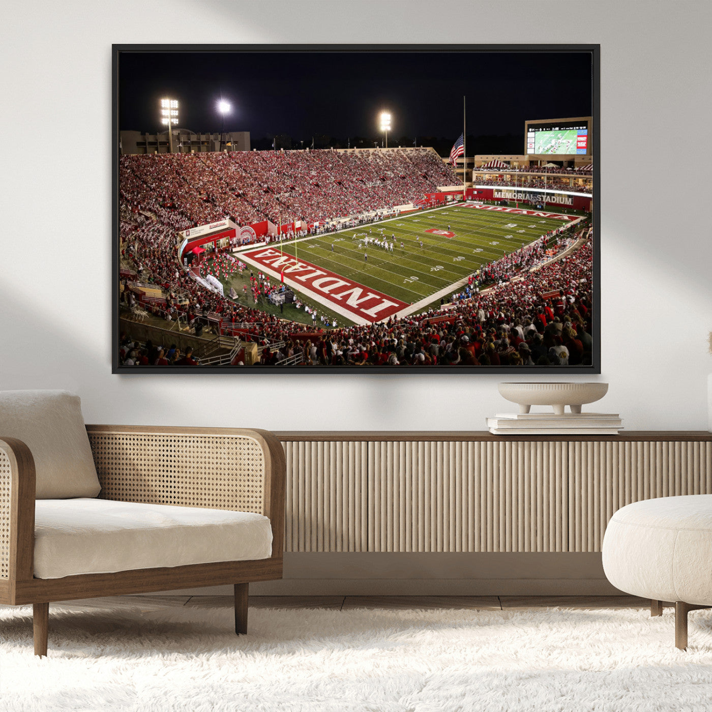 MGV-FC-36X24 - Indiana University Hoosiers Football Team Print Canvas - Bloomington Memorial Stadium Wall Art