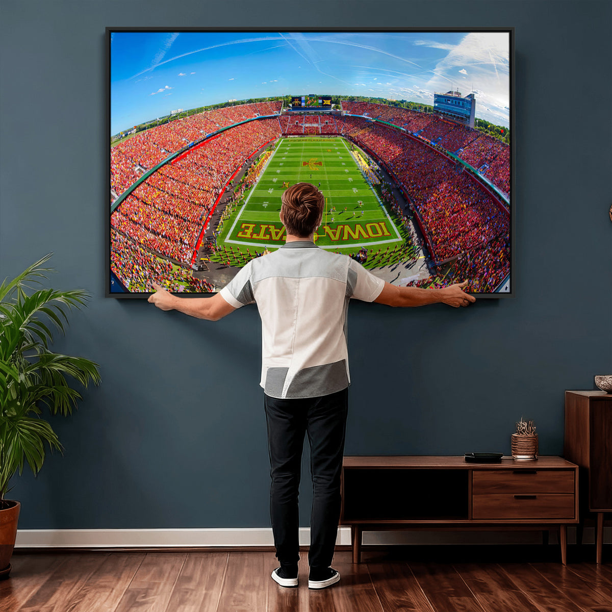 36706-PAN-FL-20X10 - Iowa State University Cyclones Football Team Print - Ames Jack Trice Stadium Art Canvas Print