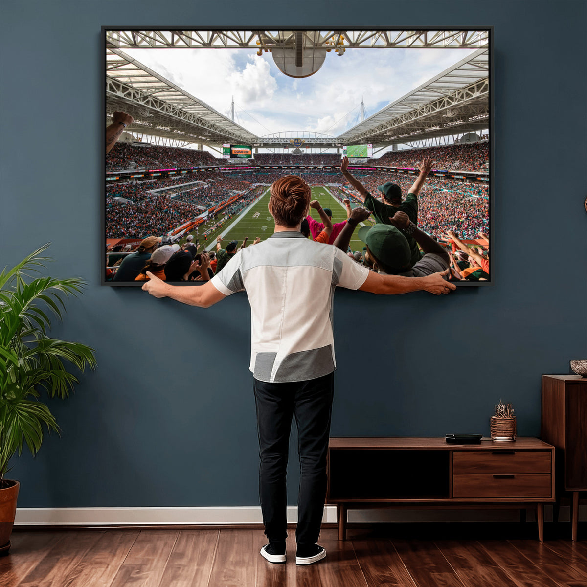 66239-PAN-FL-20X10 - Miami Hurricanes Football Team Wall Art Print - Miami Hard Rock Stadium Wall Art Canvas Print