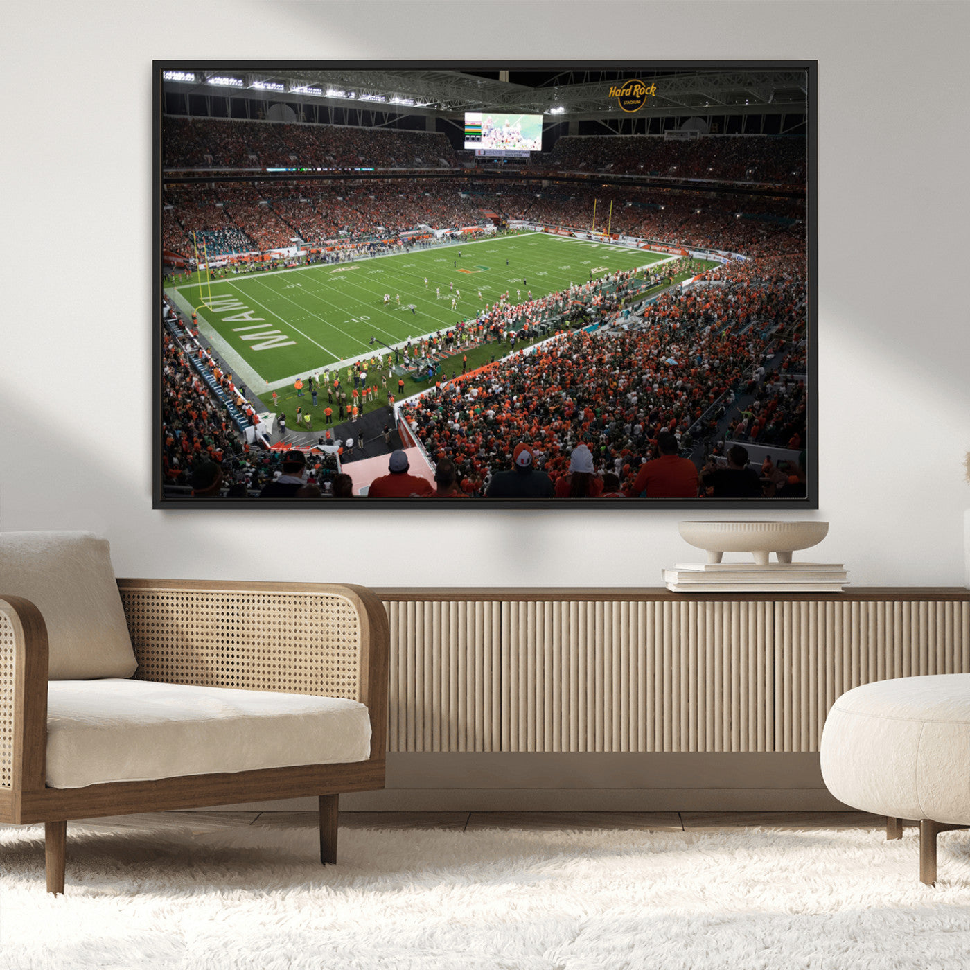 MGV-FC-36X24 - Miami Hurricanes Football Team Print Canvas- Miami Hard Rock Stadium Wall Art Canvas Print