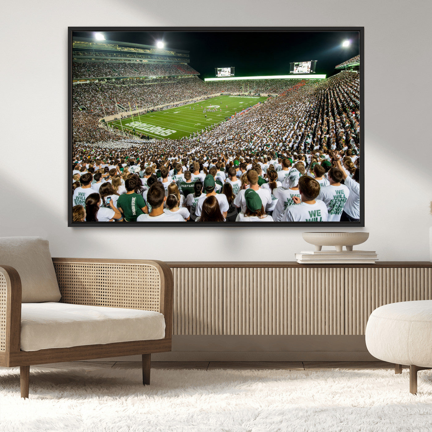 MGV-FC-36X24 - Michigan State Spartans Football Canvas Print - East Lansing Spartan Stadium Wall Art Canvas Print