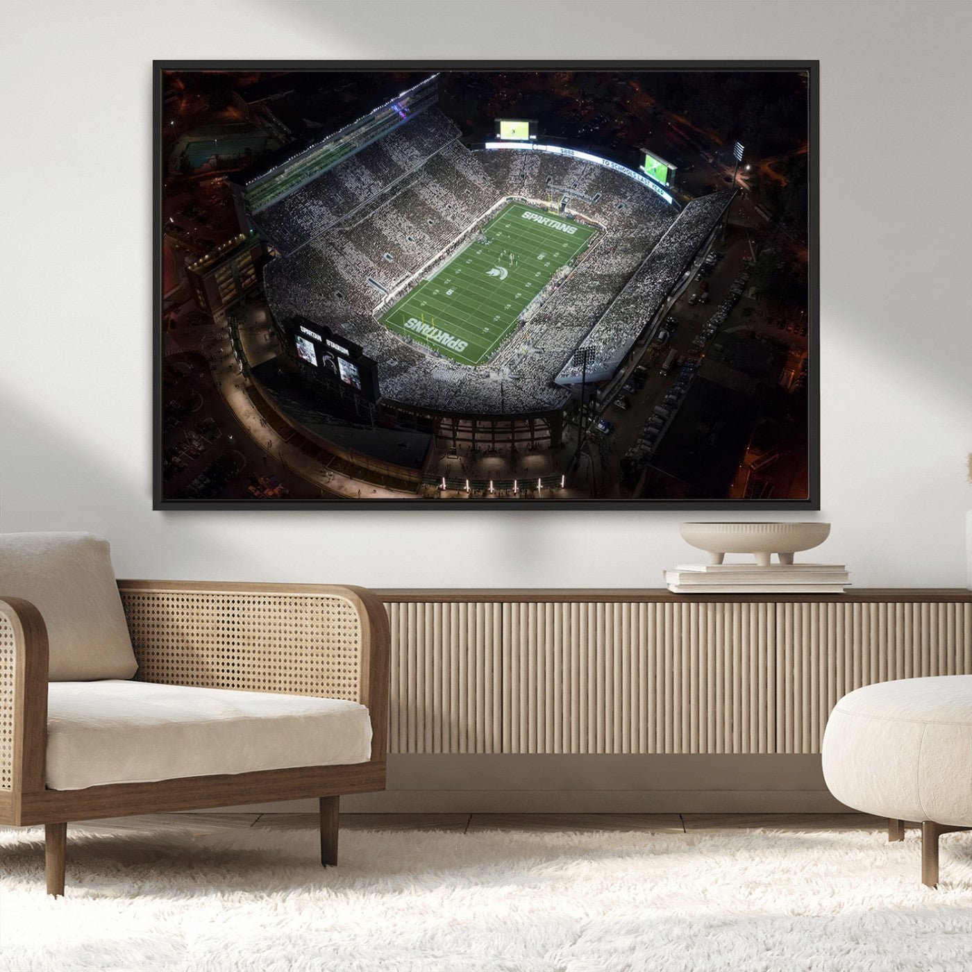 MGV-FC-36X24 - Michigan State Spartans Football Team Print - East Lansing Spartan Stadium Print Wall Art