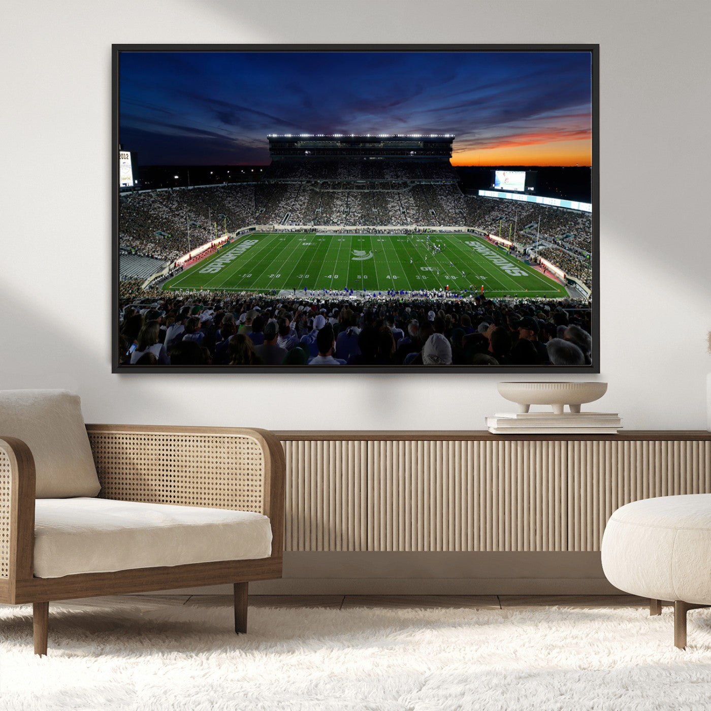 MGV-FC-36X24 - Michigan State Spartans Football Team Print - East Lansing Spartan Stadium Canvas Print