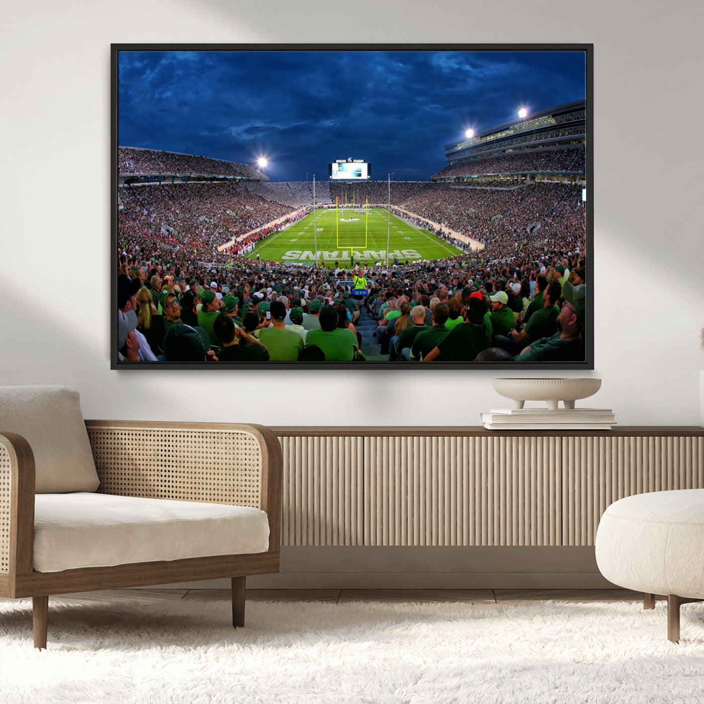 MGV-FC-36X24 - Michigan State Spartans Football Team Print - East Lansing Spartan Stadium Wall Art Canvas Print