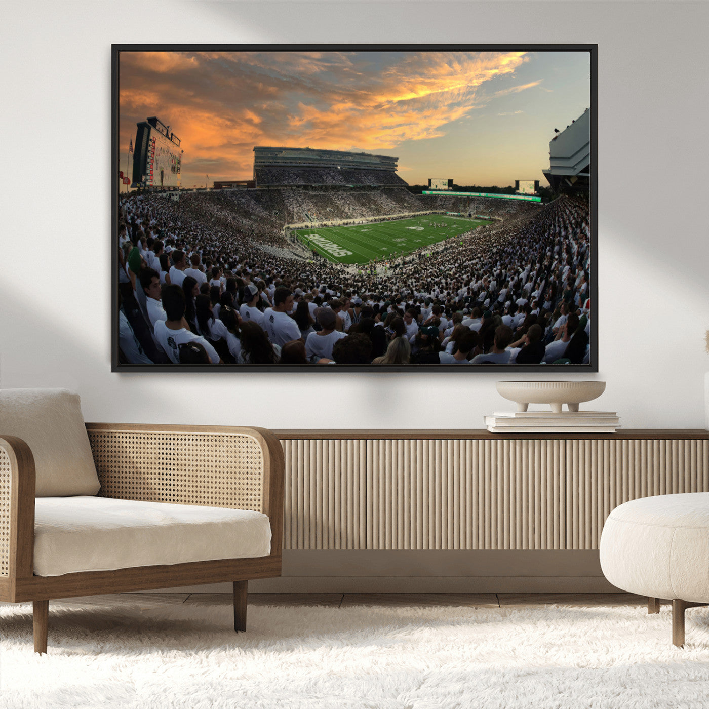 MGV-FC-36X24 - Michigan State Spartans Football Team Print - East Lansing Spartan Stadium Wall Art Canvas Print
