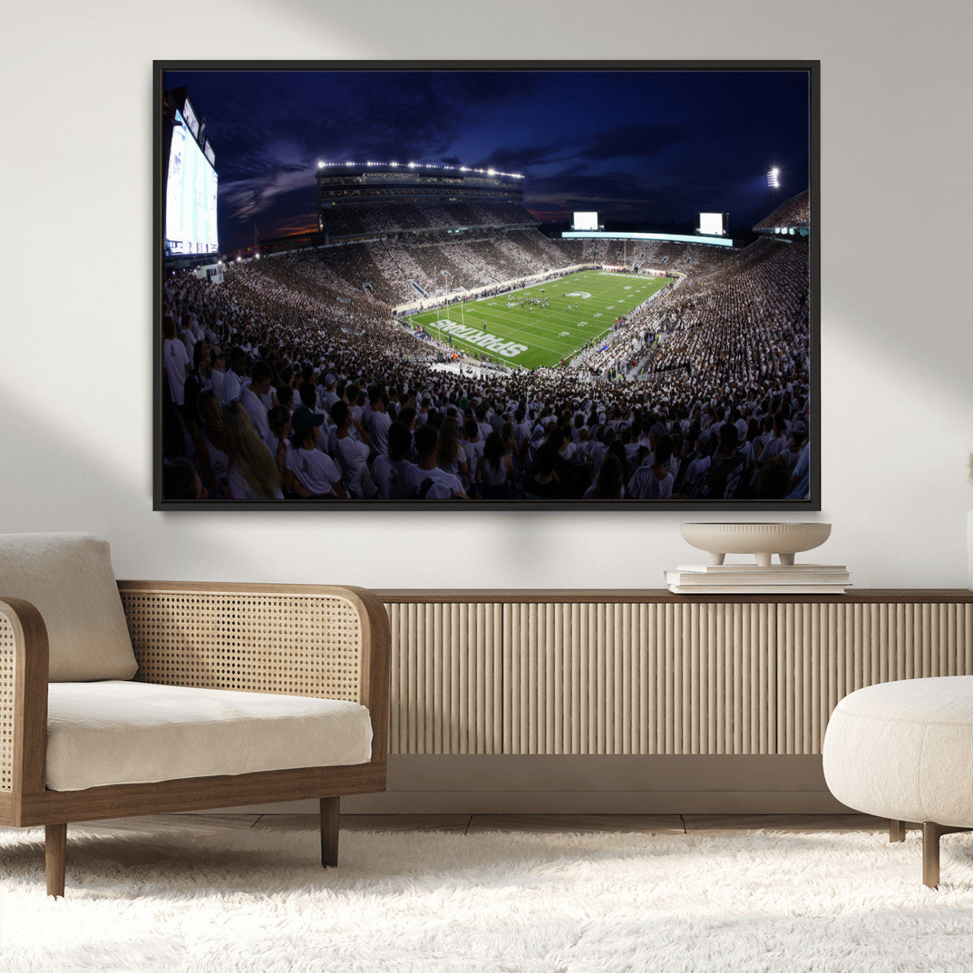 MGV-FC-36X24 - Michigan State Spartans Canvas, Framed Football Team Print - East Lansing Spartan Stadium Wall Art