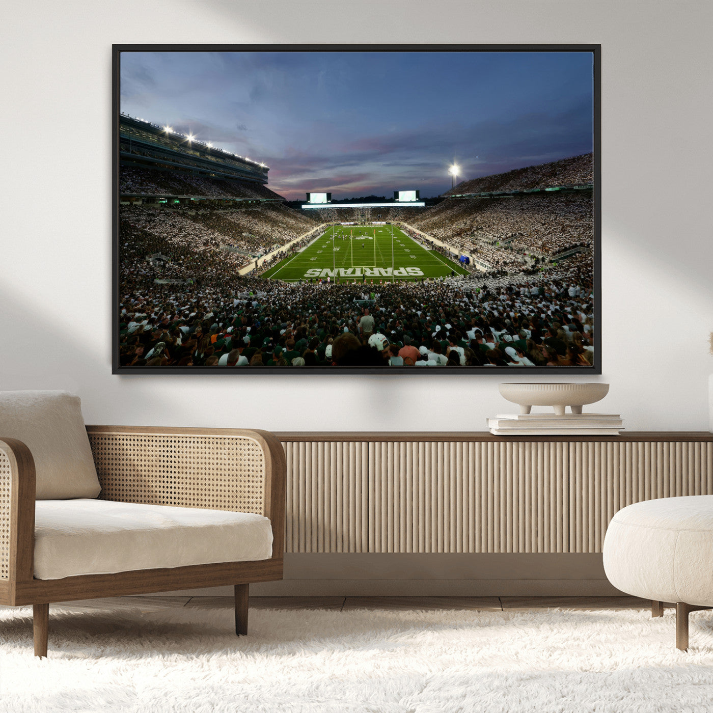 MGV-FC-36X24 - Michigan State Spartans Football Team Print - East Lansing Spartan Stadium Canvas Print