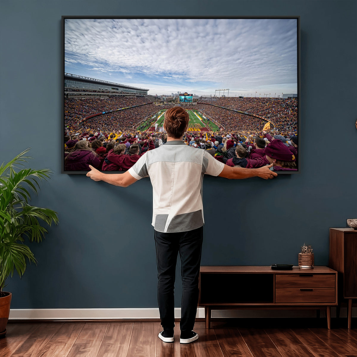 38459-PAN-FL-20X10 - University of Minnesota Golden Gophers Football Team Print - Minneapolis Huntington Bank Stadium Art