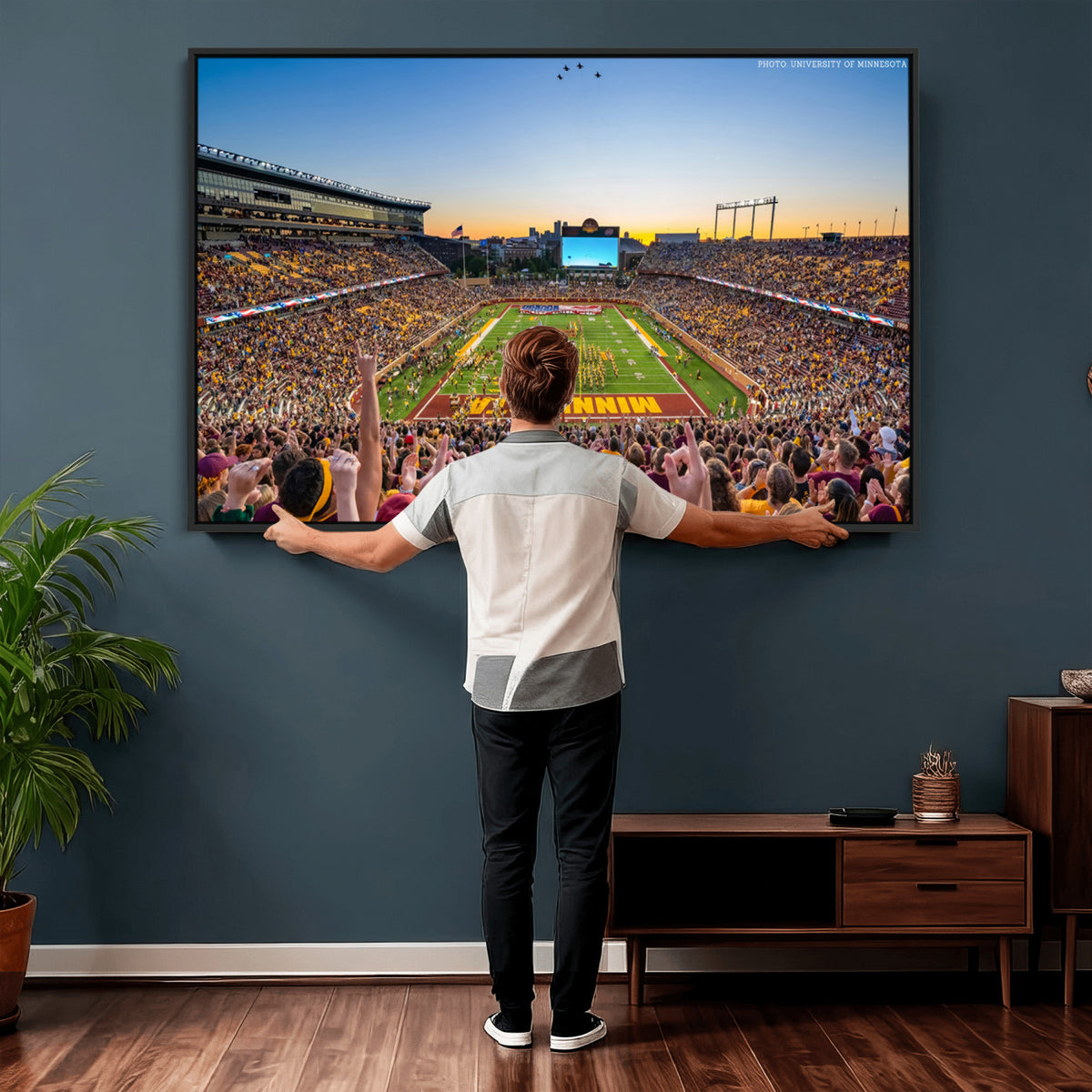 63452-PAN-FL-20X10 - University of Minnesota Golden Gophers Football Team Print - Minneapolis Huntington Bank Stadium