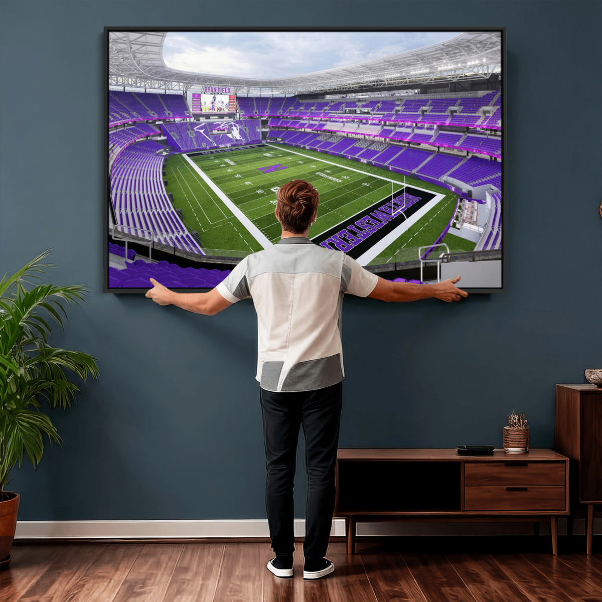 49190-MGV-CV-36X24 - Northwestern University Wildcats Football Team Print - Evanston Ryan Field Wall Art Canvas Print