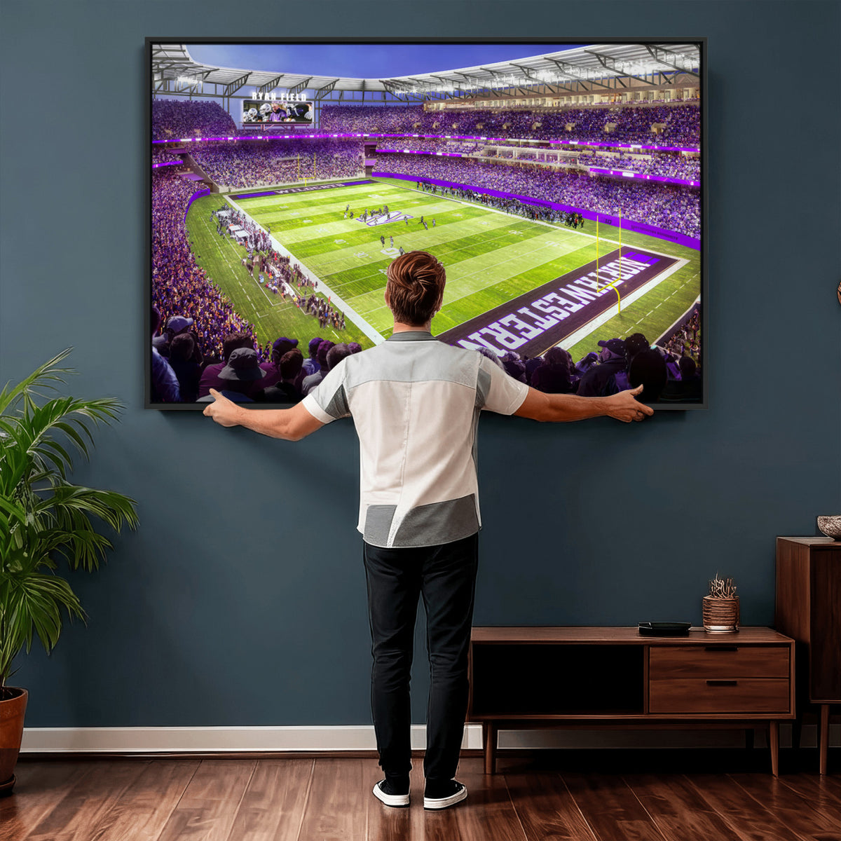 81245-MGV-CV-36X24 - Northwestern University Wildcats Football Team Print - Evanston Ryan Field Wall Art Canvas Print