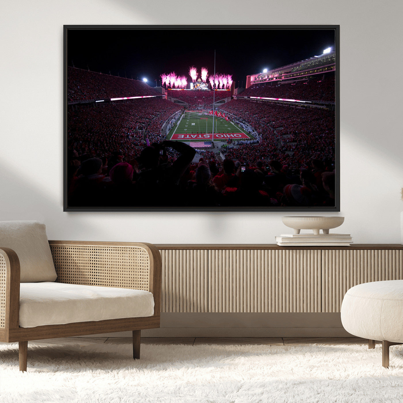 MGV-FC-36X24 - Ohio State University Buckeyes Football Team Print - Columbus Ohio Stadium Wall Art Canvas Print