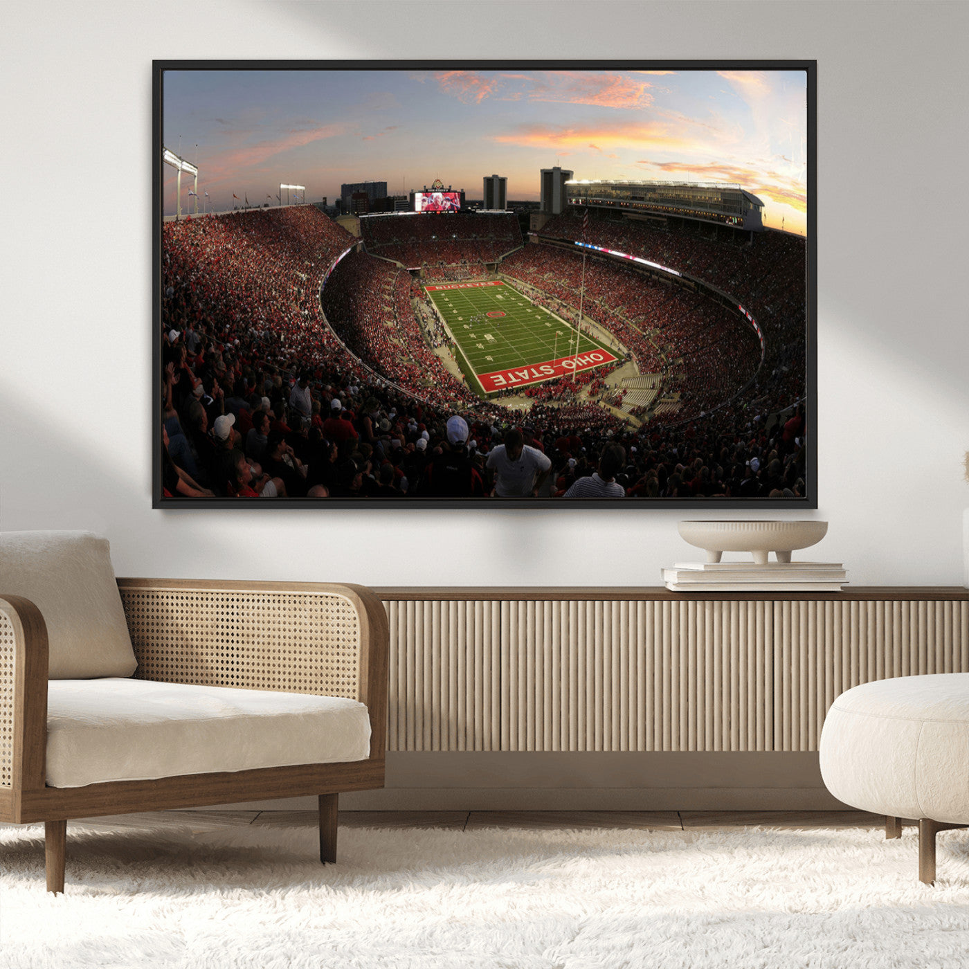 MGV-FC-36X24 - Ohio State University Buckeyes Football Team Print - Columbus Ohio Stadium Wall Art Canvas Print