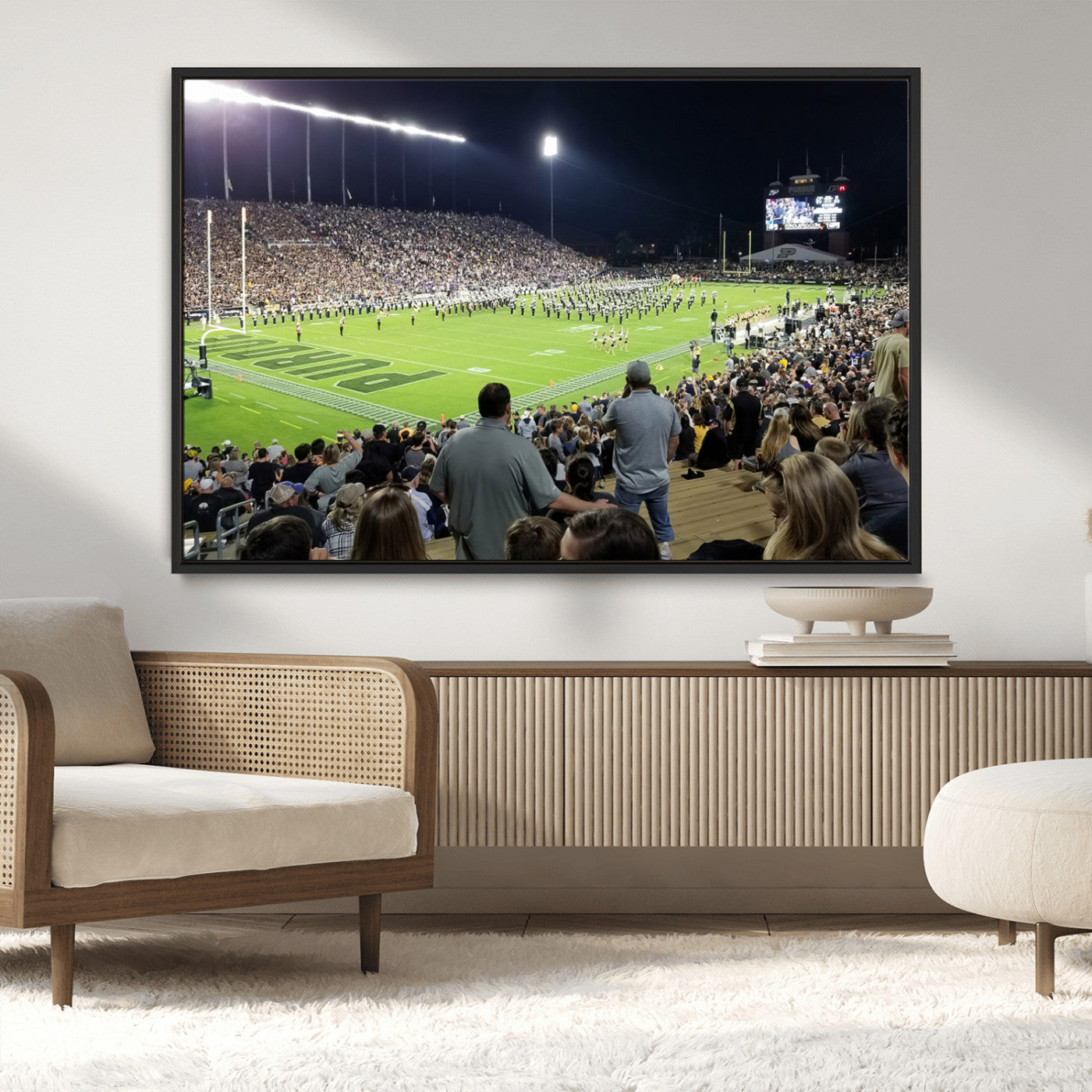 MGV-FC-36X24 - Purdue University Boilermakers Football Team Print - West Lafayette Ross-Ade Stadium Wall Art Canvas