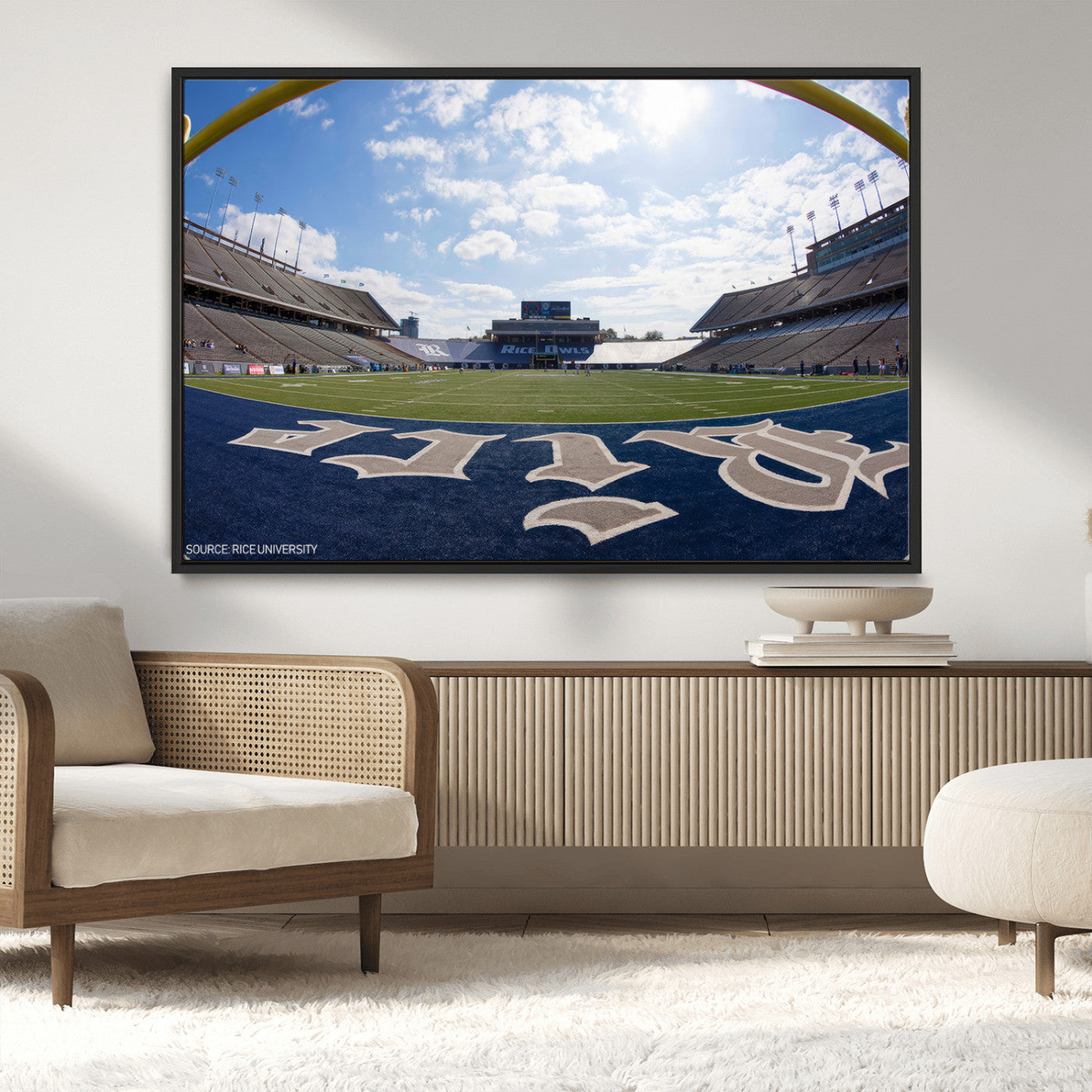 MGV-FC-36X24 - Rice University Owls Football Team Print - Houston Rice Stadium Wall Art Canvas Print