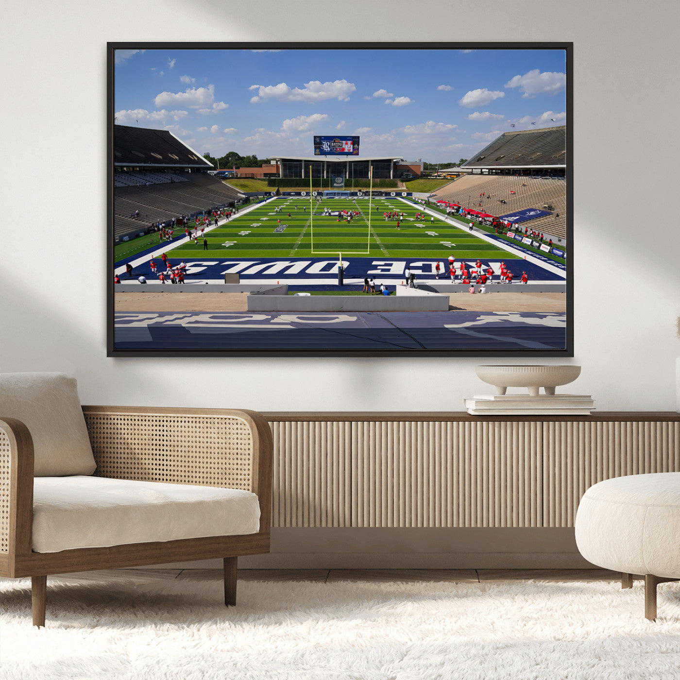 MGV-FC-36X24 - Rice University Owls Football Team Print - Houston Rice Stadium Wall Art Canvas Print