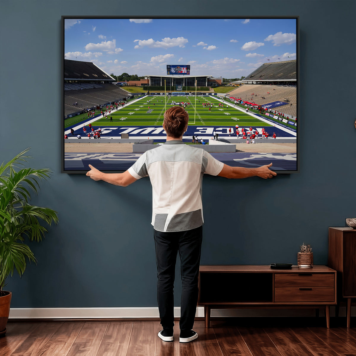 92248-MGV-CV-36X24 - Rice University Owls Football Team Print, Houston Rice Stadium