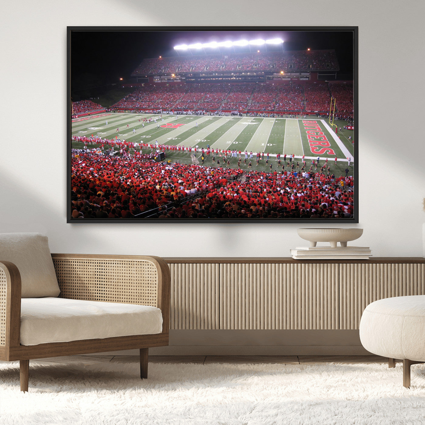 MGV-FC-36X24 - Rutgers University Scarlet Knights Football Team Print - Piscataway SHI Stadium Wall Art Canvas