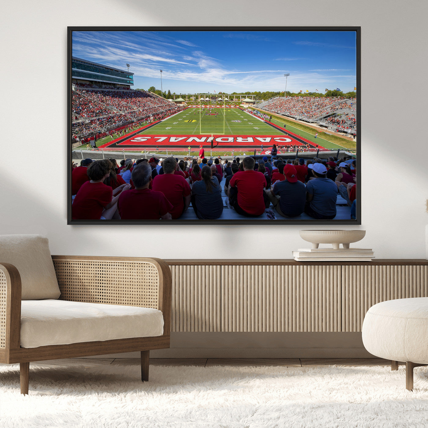 MGV-FC-36X24 - Ball State Cardinals Football Team Print - Muncie Scheumann Stadium Wall Art Canvas Print
