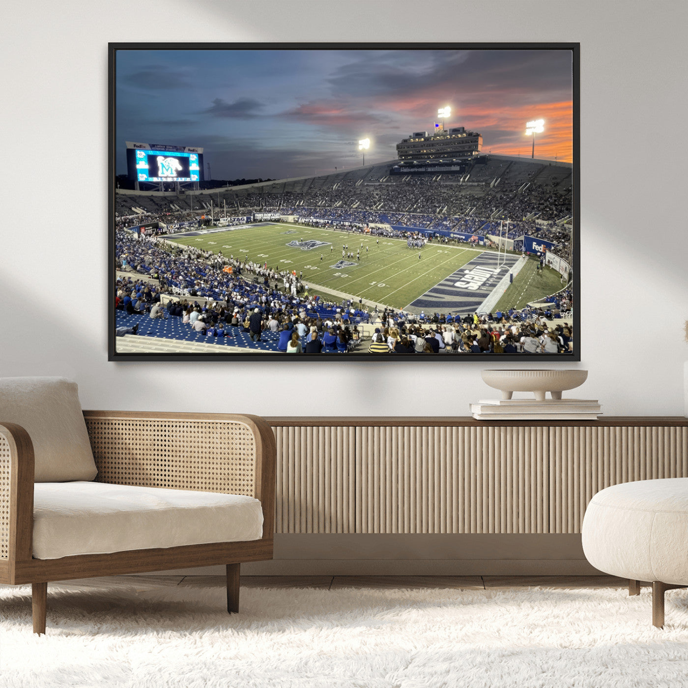 MGV-FC-36X24 - Memphis Tigers Football Team Print - Memphis Simmons Bank Liberty Stadium Wall Art Canvas Print