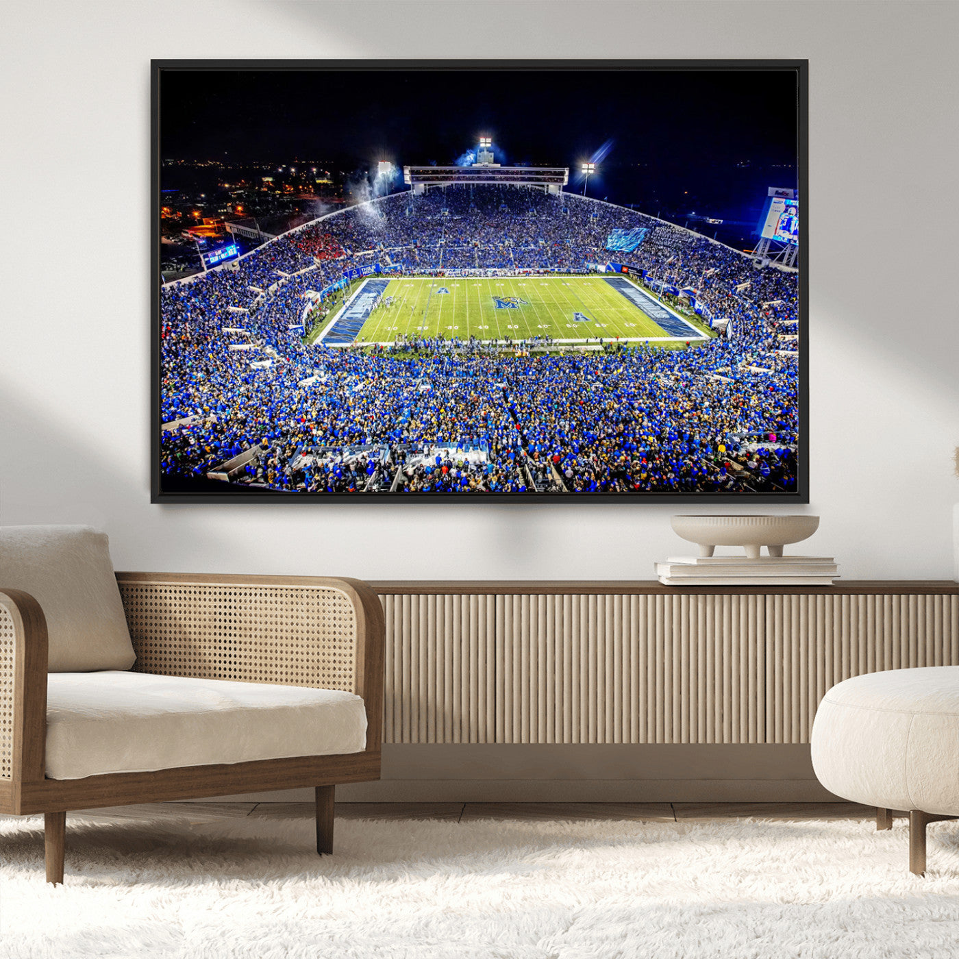 MGV-FC-36X24 - University of Memphis Tigers Football Team Print - Memphis Simmons Bank Liberty Stadium Wall Art