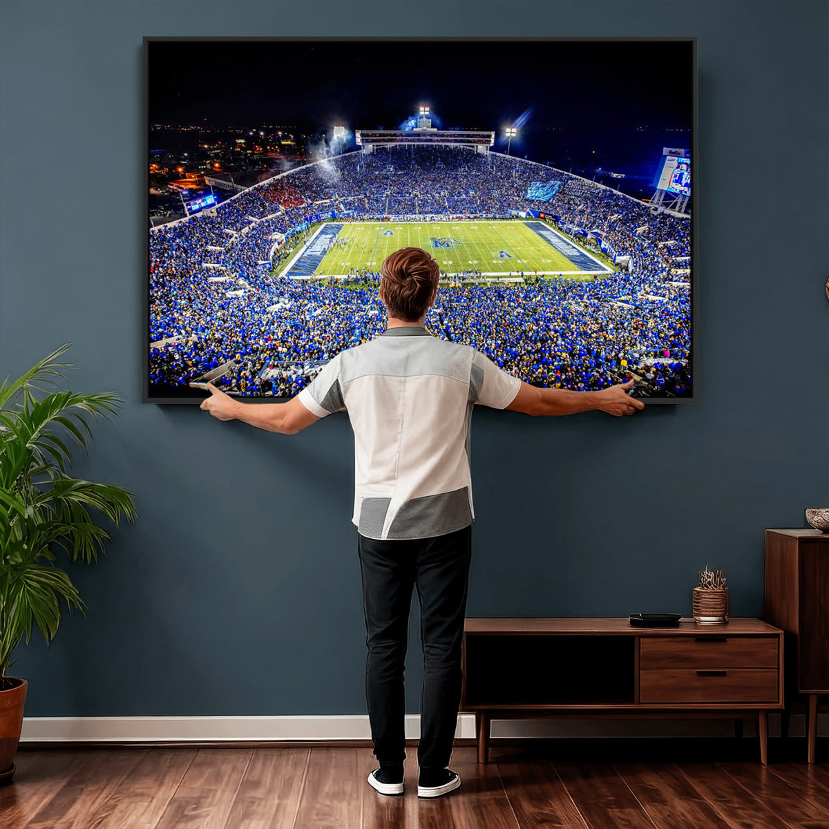11665-PAN-FL-20X10 - University of Memphis Tigers Football Team Print - Memphis Simmons Bank Liberty Stadium Wall Art