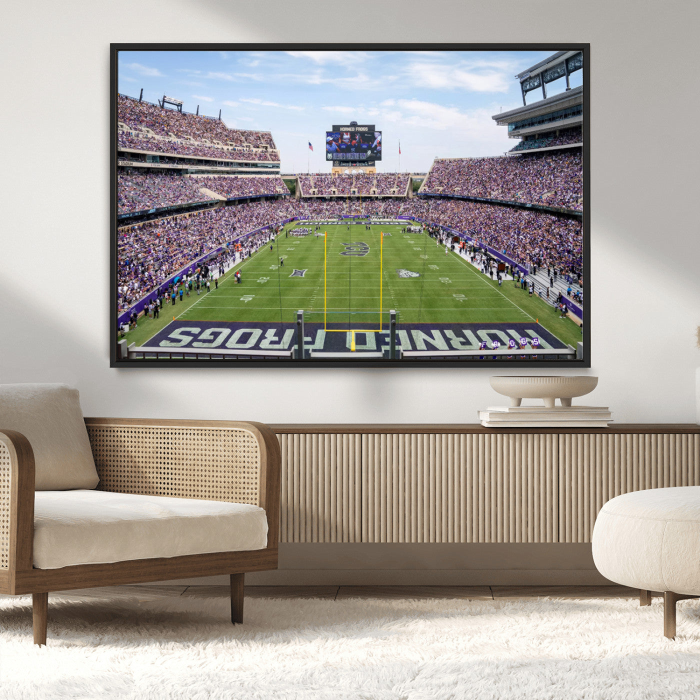 MGV-FC-36X24 - TCU Horned Frogs Football Team Print - Fort Worth Amon G. Carter Stadium Wall Art Canvas Print