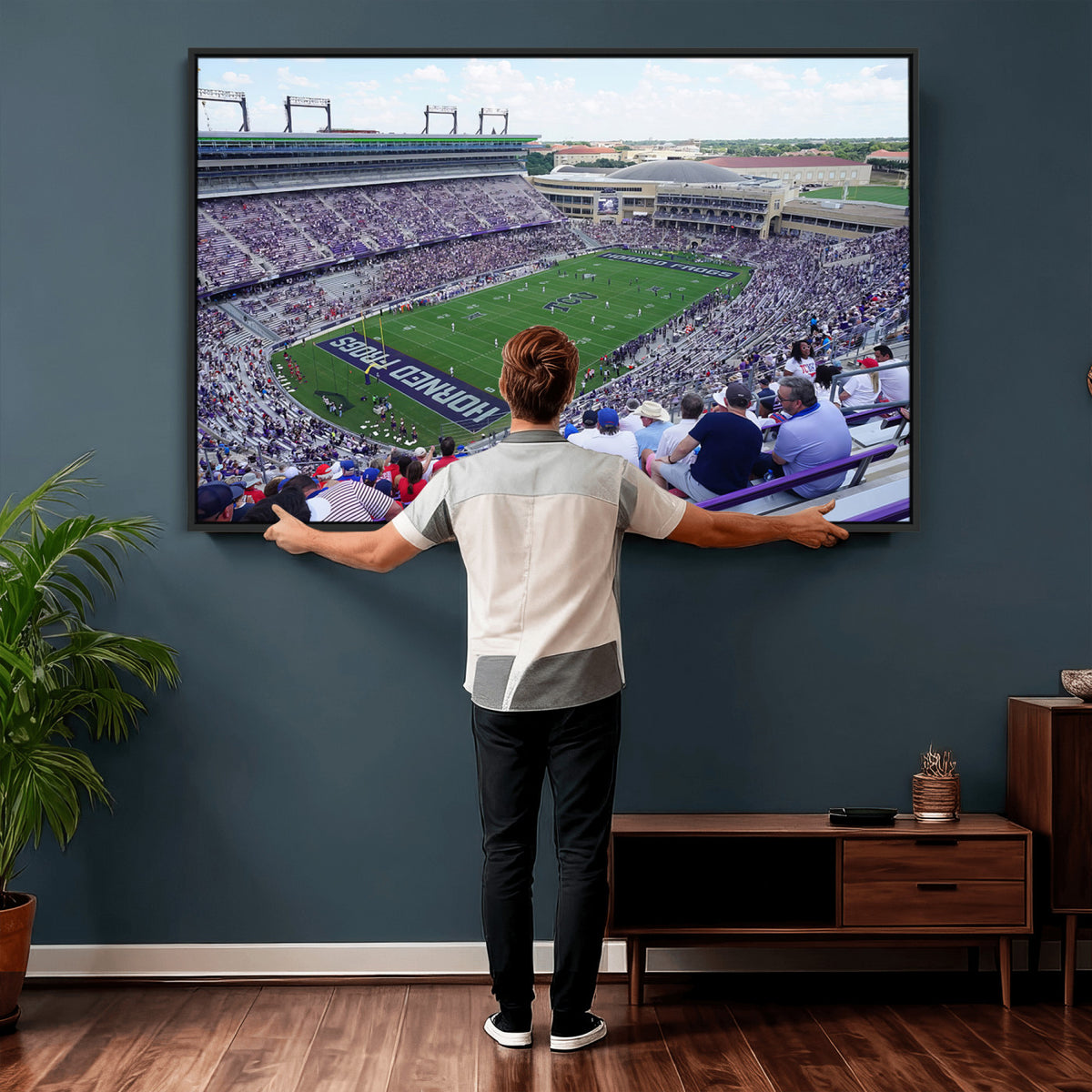 95139-MGV-CV-36X24 - The Texas Christian University TCU Horned Frogs Football Team Print, Fort Worth