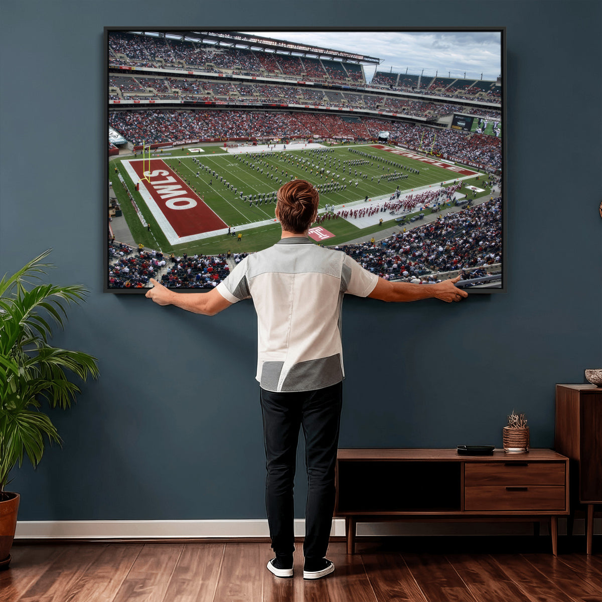 15310-PAN-FL-20X10 - The Temple University Owls Athletics Team Print - Philadelphia Lincoln Financial Field Stadium Wall