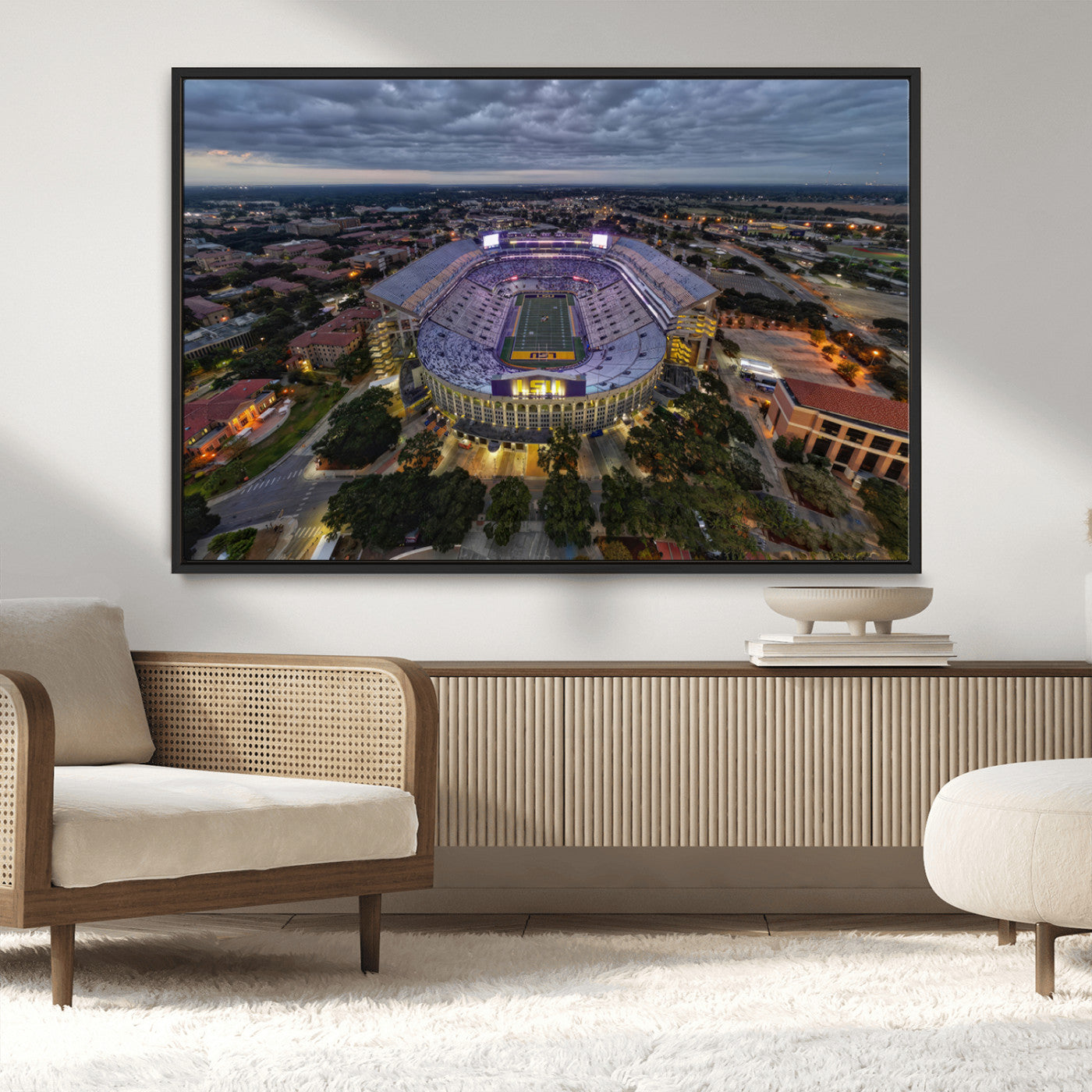 MGV-FC-36X24 - The Louisiana State University Tigers Football Team Print - Baton Rouge Tiger Stadium Wall Art
