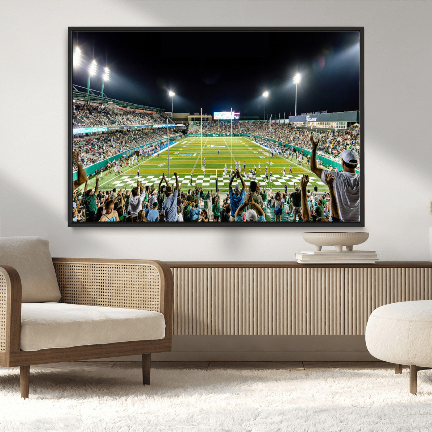 MGV-FC-36X24 - The Tulane University Green Wave Football Team Print - New Orleans Yulman Stadium Wall Art Canvas