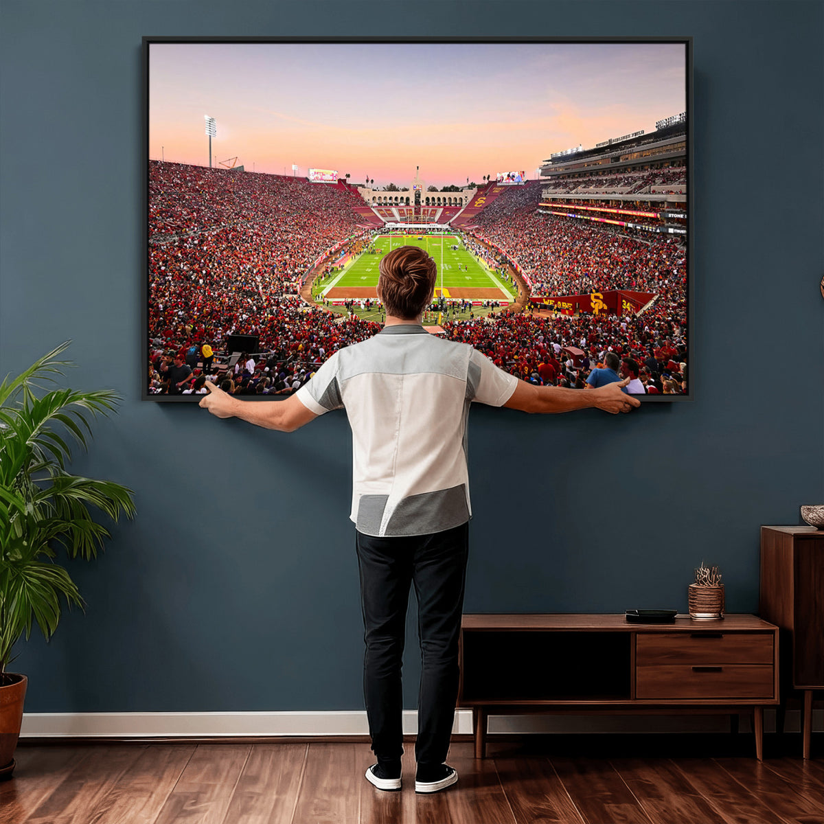 39904-MGV-CV-36X24 - The University of Southern California USC Trojans Football Team Print, Home Bar Wall Decor