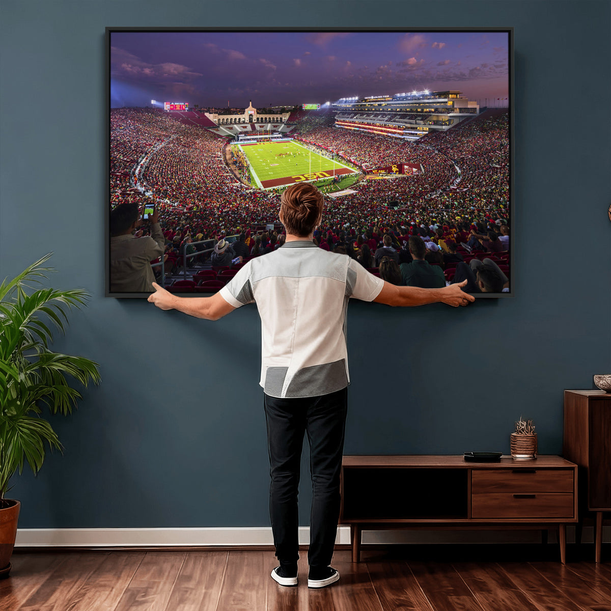 73373-MGV-CV-36X24 - The University of Southern California USC Trojans Football Team Print, Extra Large Game Room Wall Decor