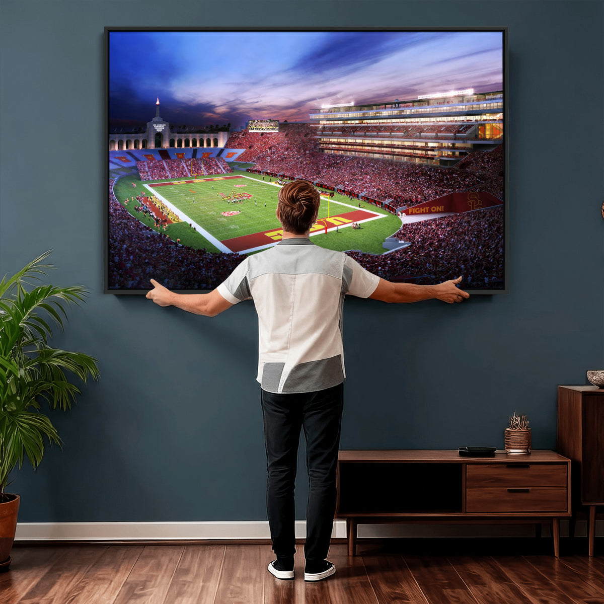 71879-MGV-CV-36X24 - The University of Southern California USC Trojans Football Team Print, Framed and Ready to Hang