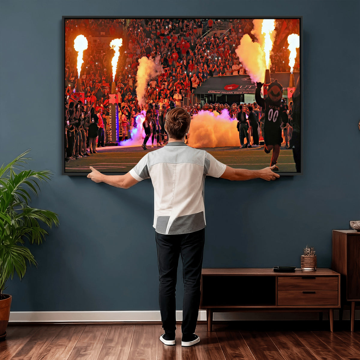 98664-MGV-CV-36X24 - The University of Texas at San Antonio Roadrunners Football Team Print, Extra Large Game Room Wall Decor