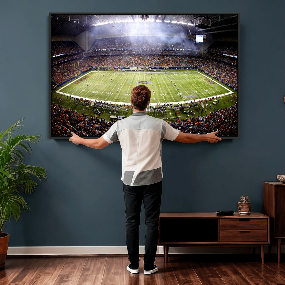 46972-MGV-CV-36X24 - The University of Texas at San Antonio Roadrunners Football Team Print, Framed and Ready to Hang