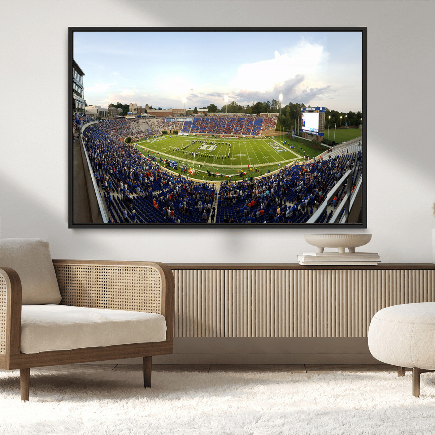 MGV-FC-36X24 - The Duke University Blue Devils Football Team Print - Durham Wallace Wade Stadium Wall Art Canvas