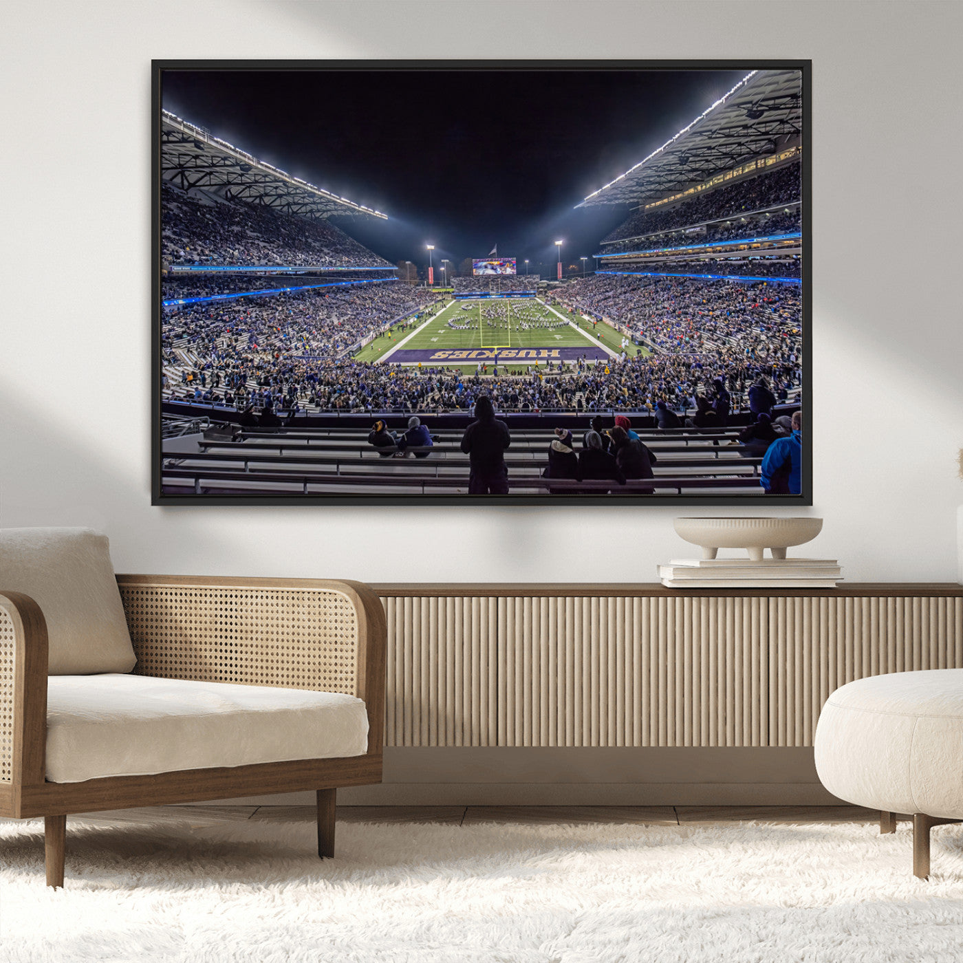 MGV-FC-36X24 - The University of Washington Huskies Football Team Print - Seattle Husky Stadium Wall Art Canvas