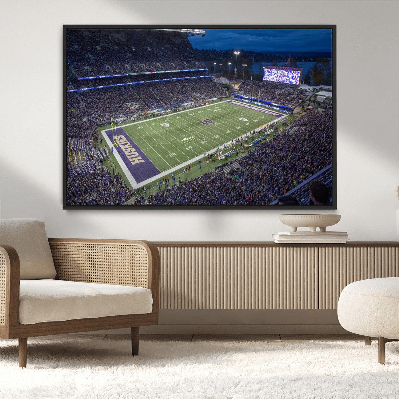 MGV-FC-36X24 - The University of Washington Huskies Football Team Print - Seattle Husky Stadium Wall Art Canvas