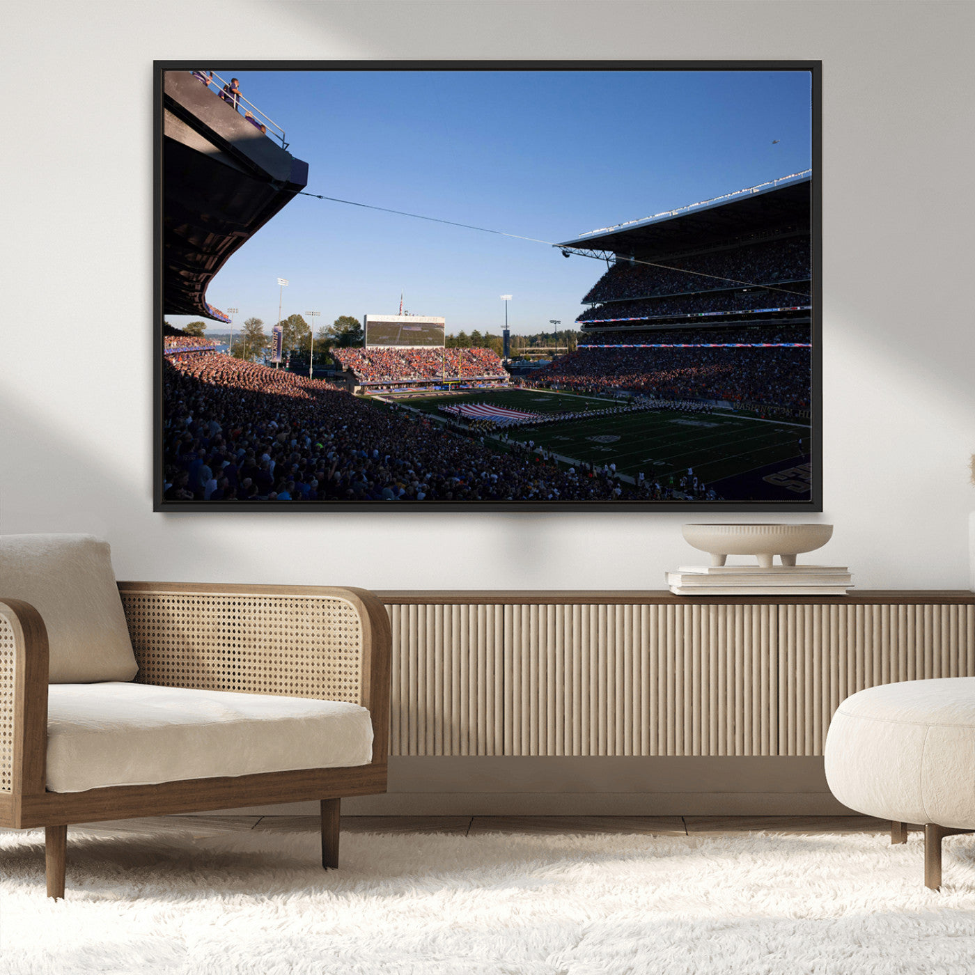 MGV-FC-36X24 - The University of Washington Huskies Football Team Print - Seattle Husky Stadium Wall Art Canvas