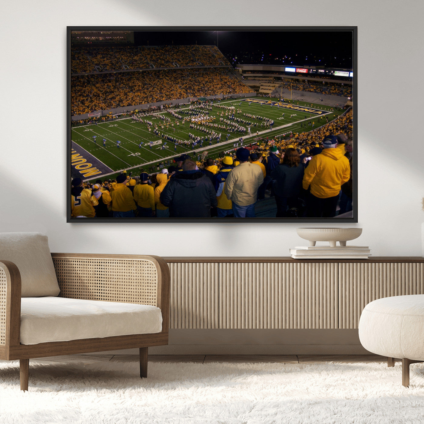 MGV-FC-36X24 - West Virginia Uni Mountaineers Football Team Print - Milan Puskar Stadium Canvas Print Wall Art,